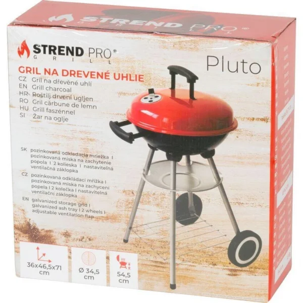 Gratar gradina cu carbuni, grill rotund, cu roti, capac, rafturi, 34.5 cm, 36x46.5x71 cm, Pluto - imagine 2