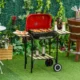 Gratar gradina cu carbuni, grill dreptunghiular, cu roti, capac, rafturi, 43 cm, 98x49x81 cm - imagine 11