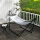 Hamac poliester cu suport otel, husa, alb, 263x89x100 cm - imagine 9