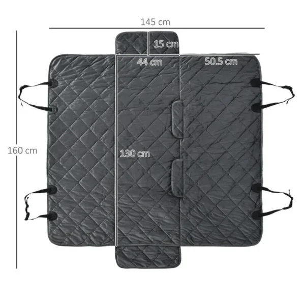 Husa bancheta auto pentru protectie si transport caini, catifea si bumbac, gri, 165x145 cm - imagine 8