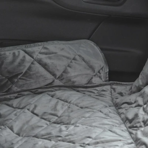 Husa bancheta auto pentru protectie si transport caini, catifea si bumbac, gri, 165x145 cm - imagine 2