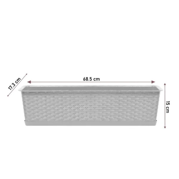 Jardiniera decorativa, alb, 68.5x17.3x15 cm, Ratolla Case P - imagine 2