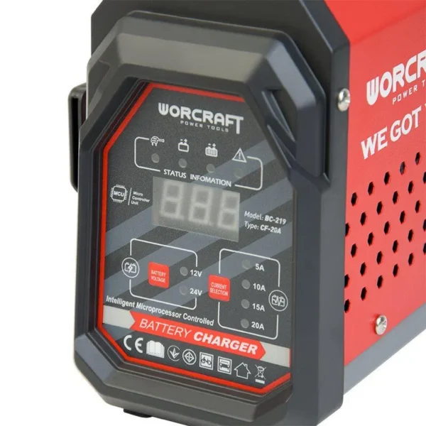 Incarcator baterie auto, 12V/5-20A, 24V/5-10A, 230 V, IP20, Worcraft - imagine 3