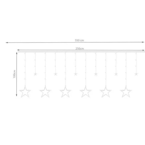 Instalatie luminoasa tip perdea, model stea mare, alb cald, 8 moduri iluminare, interior-exterior, IP44, 138 LED, 2.5 m - imagine 12