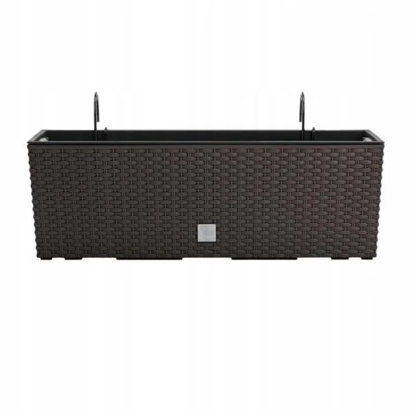 Set 2 jardiniere decorative, suport metalic, Rato Case W, maro, 58x18x19.5 cm - imagine 4