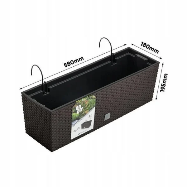 Set 2 jardiniere decorative, suport metalic, Rato Case W, maro, 58x18x19.5 cm - imagine 2