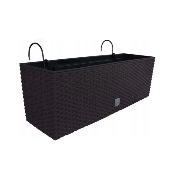 Set 2 jardiniere decorative, suport metalic, Rato Case W, maro, 58x18x19.5 cm - imagine 8
