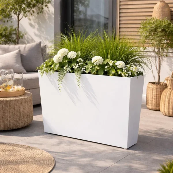 Set 2 jardiniere decorative, Urbi Case, alb, 58x18x49.8 cm - imagine 8