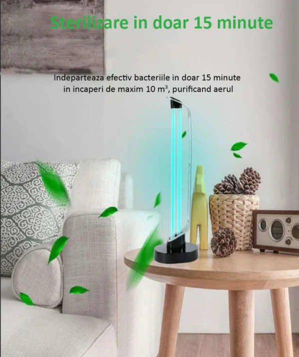 Lampa UV-C Germicida cu Ozon, 38W, Cadrul Aluminiu, Telecomanda si Timer, Suprafata 60 mp - imagine 8