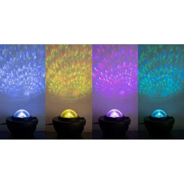 Lampa de noptiera cu proiector, muzicala, LED, telecomanda, bluetooth, incarcare USB, negru, 17x13 cm, Isotrade - imagine 2