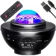 Lampa de noptiera cu proiector, muzicala, LED, telecomanda, bluetooth, incarcare USB, negru, 17x13 cm, Isotrade - imagine 5
