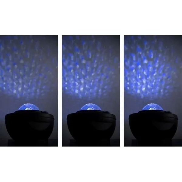 Lampa de noptiera cu proiector, muzicala, LED, telecomanda, bluetooth, incarcare USB, negru, 17x13 cm, Isotrade - imagine 6