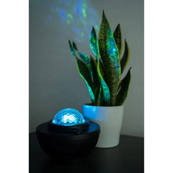 Lampa de noptiera cu proiector, muzicala, LED, telecomanda, bluetooth, incarcare USB, negru, 17x13 cm, Isotrade - imagine 4