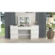 Masa de toaleta/machiaj, alb, cu oglinda si LED-uri, Silvia , 155x42x135 cm - imagine 3