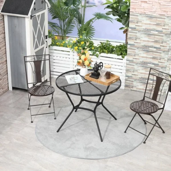 Masa gradina/terasa/balcon pentru exterior, rotunda, metalica, negru, 91x71.5 cm - imagine 9