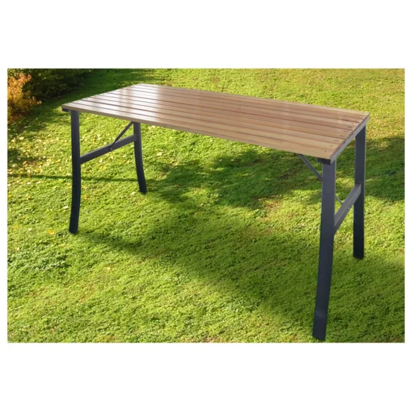 Masa gradina/terasa pentru exterior, lemn si otel, maro, 120x60x71 cm, Chomik - imagine 2