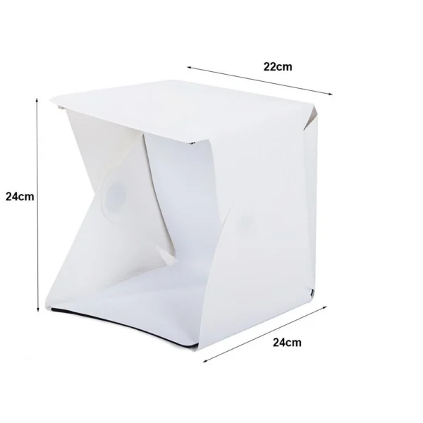 Mini studio foto, Verk Group, tip cort, 20 LED-uri, cu husa, USB, alb, 22x24x24 cm - imagine 2