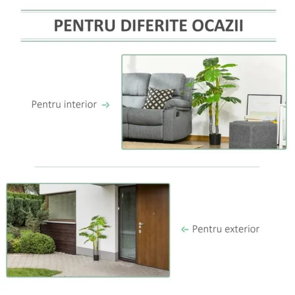Planta artificiala, monstera cu ghiveci, verde, 120 cm - imagine 6