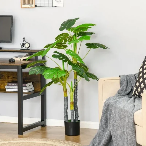 Planta artificiala, monstera cu ghiveci, verde, 120 cm - imagine 9