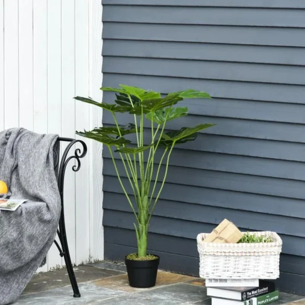 Planta artificiala, monstera cu ghiveci, verde, 85 cm - imagine 6