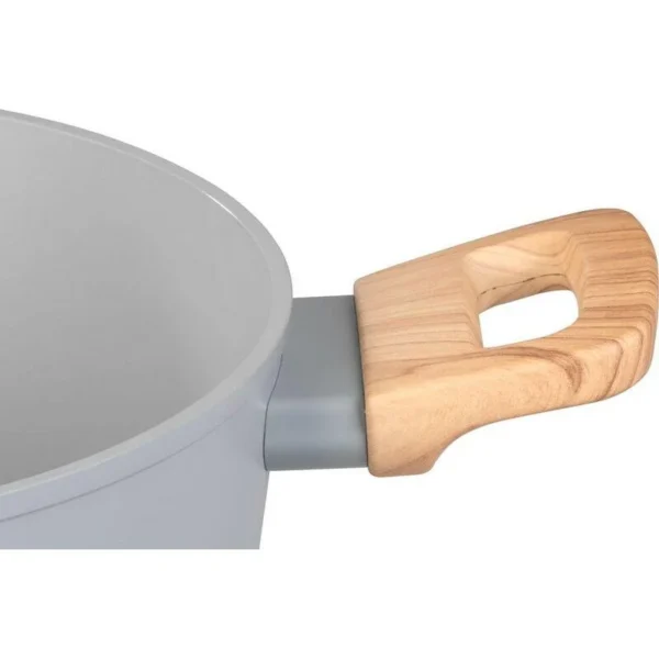 Oala ceramica cu capac de sticla, manere lemn, 4 L, 24 cm, MagicHome Harmony - imagine 3