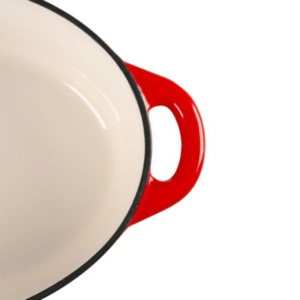 Oala de fonta ovala, emailata cu capac, maner din inox, rosie, 4.4 L, Magic Home - imagine 5