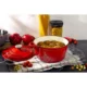 Oala de fonta emailata cu capac, maner din inox, rosie, 4 L, Magic Home - imagine 2