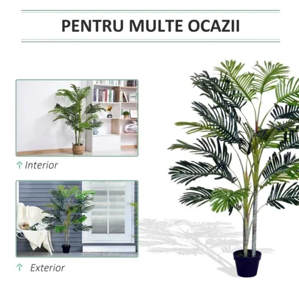 Planta artificiala, palmier cu ghiveci, verde, 150 cm - imagine 7