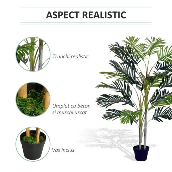 Planta artificiala, palmier cu ghiveci, verde, 150 cm - imagine 6