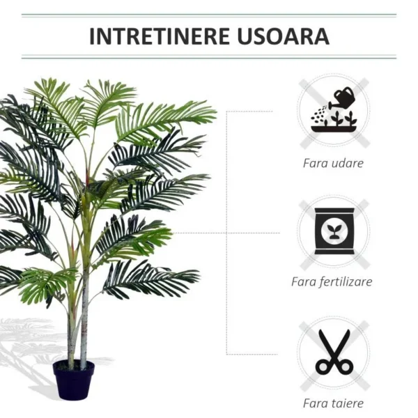 Planta artificiala, palmier cu ghiveci, verde, 150 cm - imagine 5