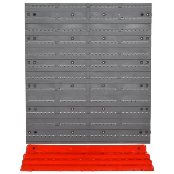 Panou scule, PP, 2 module, 2 rafturi tip suport, 50 de carlige, gri si rosu, max 30 kg, 95.5x53.5 cm - imagine 5