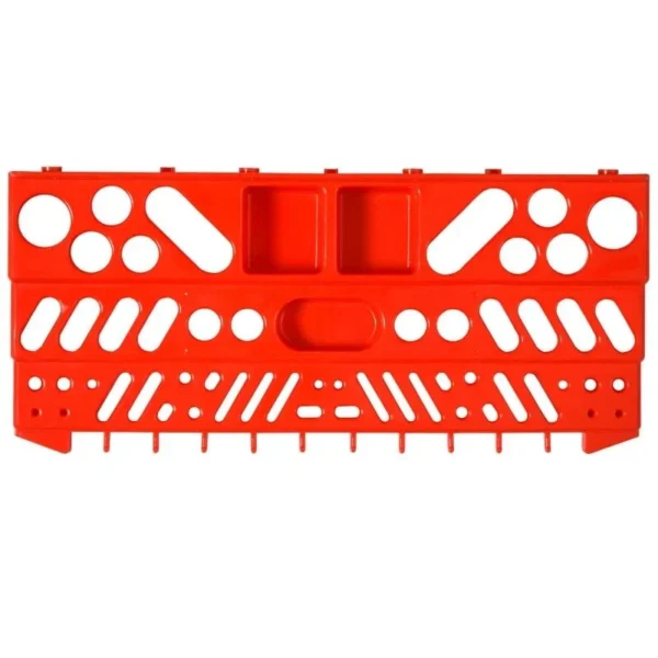 Panou scule, PP, 2 module, 2 rafturi tip suport, 50 de carlige, gri si rosu, max 30 kg, 95.5x53.5 cm - imagine 2