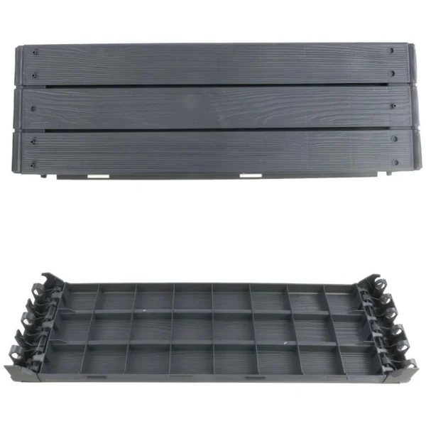 Pat/strat inaltat pentru flori, legume, din plastic, efect lemn, antracit, 149.2x75.6x25 cm, Prosperplast - imagine 3