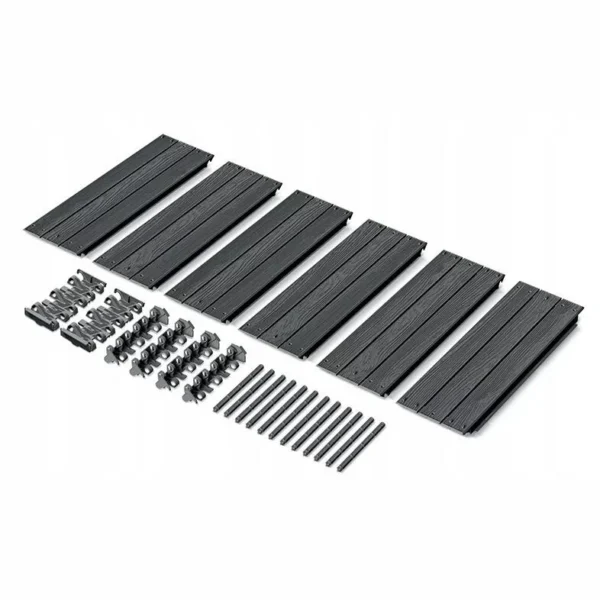 Pat/strat inaltat pentru flori, legume, din plastic, efect lemn, antracit, 149.2x75.6x25 cm, Prosperplast - imagine 2