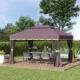 Pavilion/foisor pentru gradina/terasa, cadru aluminiu, cu plasa pentru insecte, cafeniu, 3.90x2.90x2.80 m - imagine 14