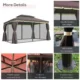 Pavilion/foisor pentru gradina/terasa, cadru aluminiu, cu plasa pentru insecte, cafeniu, 3.90x2.90x2.80 m - imagine 10