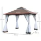 Pavilion/foisor pentru gradina/terasa, cadru metalic, cu plasa pentru insecte, maro si alb, 2.95x2.95x2.7 m - imagine 9