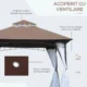 Pavilion/foisor pentru gradina/terasa, cadru metalic, cu plasa pentru insecte, maro si alb, 2.95x2.95x2.7 m - imagine 8