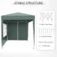 Pavilion pentru camping, cadru metalic, 4 pereti, pliabil, verde, 2x2x2.4 m - imagine 4