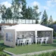 Pavilion pentru gradina/comercial, cadru metalic, material Oxford, 4 pereti, pliabil, alb, 5.85x2.95x2.70 m - imagine 11