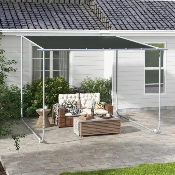 Pavilion pentru gradina/terasa, cu roti, cadru metalic, pliabil, negru, 3.02x3.02x2.5 m - imagine 10