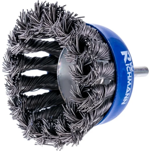 Perie sarma otel, tip cupa, cu toroane, tija, 75 mm, Richmann  - imagine 3