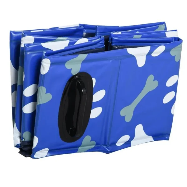 Piscina pentru caini, PVC si panouri din pal, pliabila, albastru, 80x20 cm - imagine 3