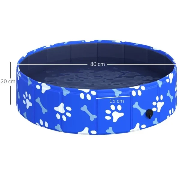 Piscina pentru caini, PVC si panouri din pal, pliabila, albastru, 80x20 cm - imagine 10