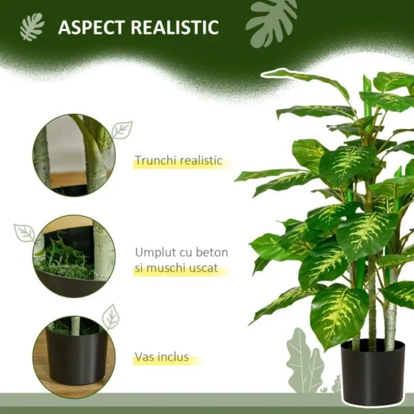 Planta artificiala cu ghiveci, verde, 95 cm - imagine 8