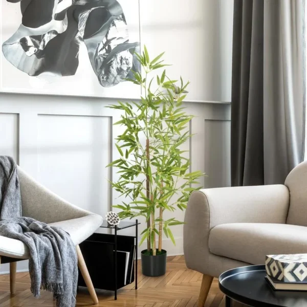 Planta artificiala, bambus cu ghiveci, verde, 15x120 cm - imagine 9