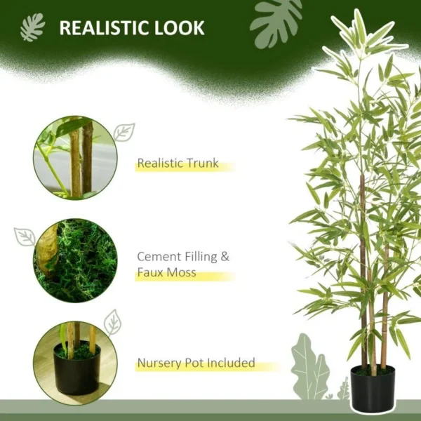 Planta artificiala, bambus cu ghiveci, verde, 15x120 cm - imagine 6
