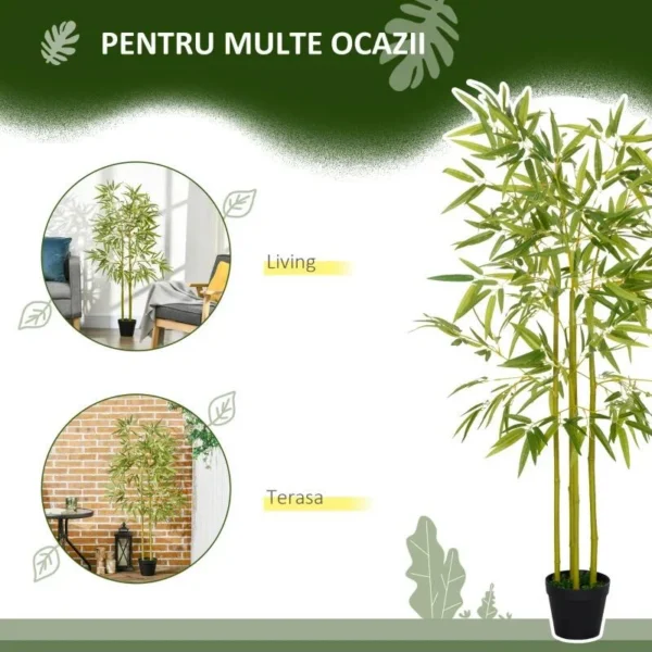 Planta artificiala, bambus cu ghiveci, verde, 16x120 cm - imagine 7