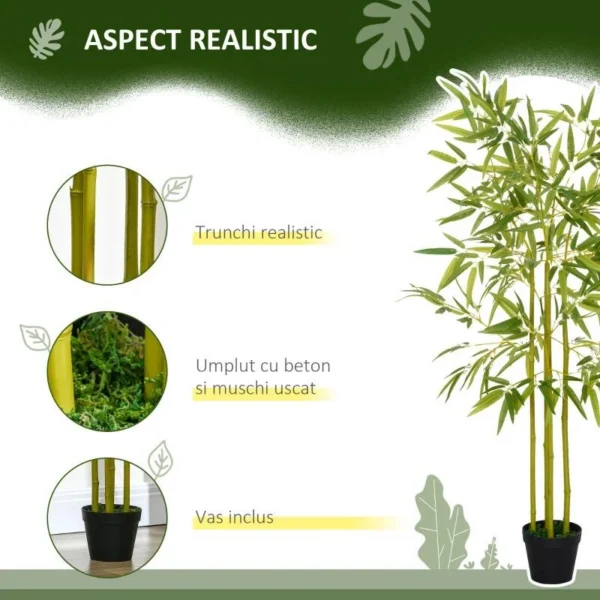 Planta artificiala, bambus cu ghiveci, verde, 16x120 cm - imagine 6