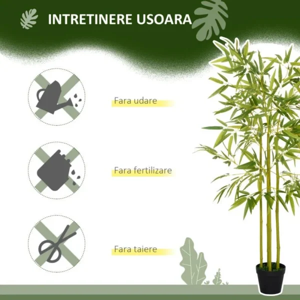 Planta artificiala, bambus cu ghiveci, verde, 16x120 cm - imagine 5